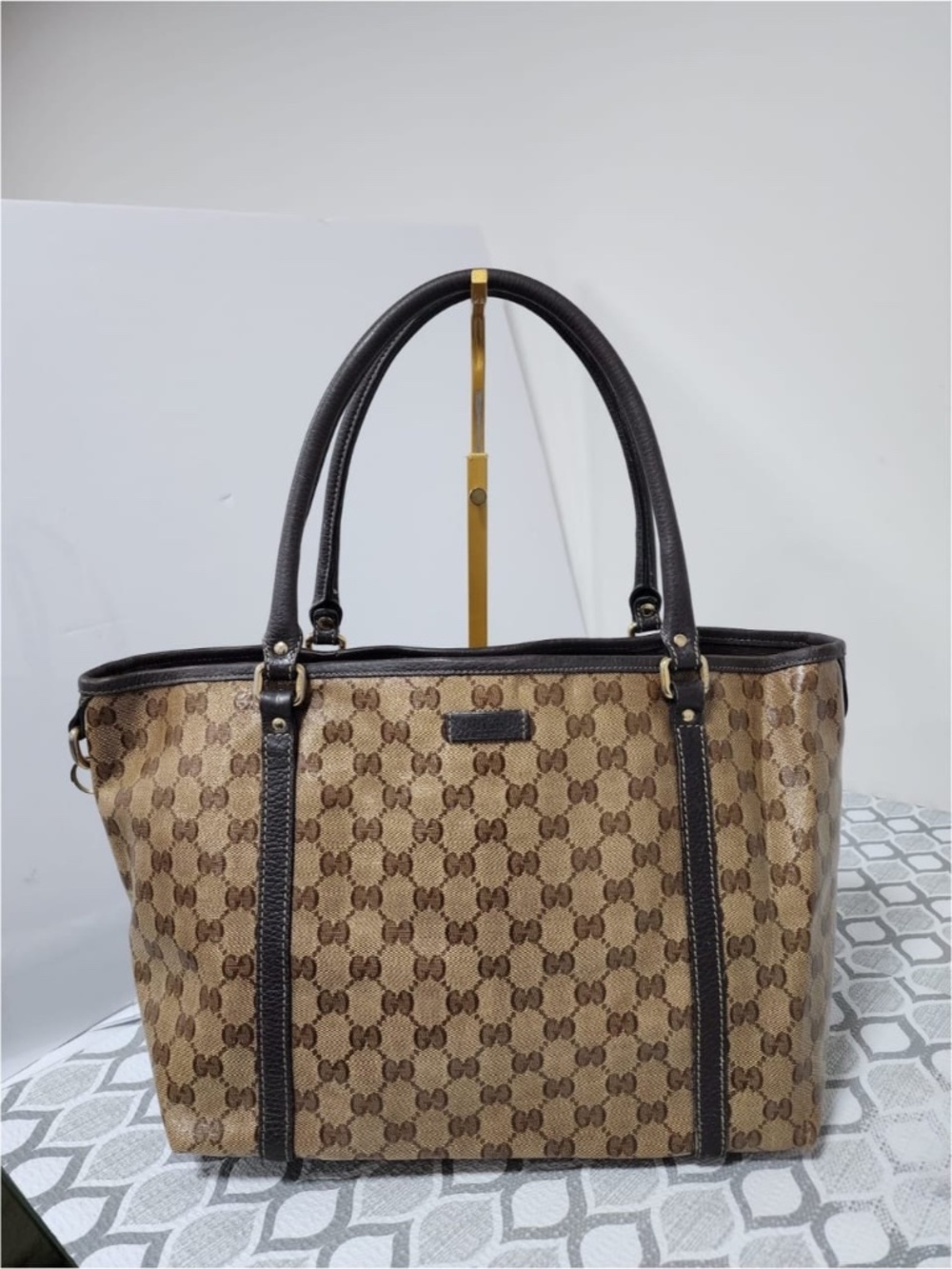 Authentic Gucci GG Canvas Jolicoeur Tote Bag Brown/Beige